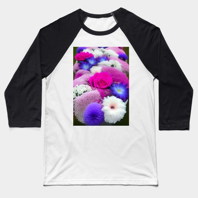 CUTE PINK AND PURPLE AND BLUE FLORAL PRINT Baseball T-Shirt by sailorsam1805